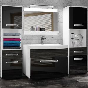 Kúpeľňový nábytok Belini Premium Full Version čierny lesk / eben kráľovský + umývadlo + zrkadlo + LED osvetlenie Glamour 113