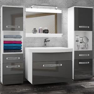 Kúpeľňový nábytok Belini Premium Full Version šedý lesk / šedý mat + umývadlo + zrkadlo + LED osvetlenie Glamour 110