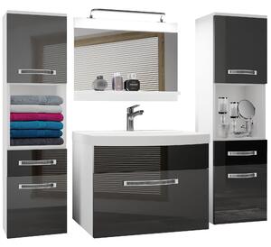 Kúpeľňový nábytok Belini Premium Full Version šedý lesk / čierny lesk + umývadlo + zrkadlo + LED osvetlenie Glamour 107 Výrobca