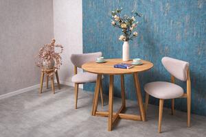Dubový jedálenský set Nordic okrúhly – Moon béžová