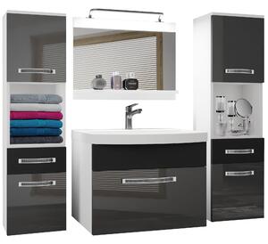 Kúpeľňový nábytok Belini Premium Full Version šedý lesk / čierny mat + umývadlo + zrkadlo + LED osvetlenie Glamour 108 Výrobca