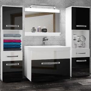 Kúpeľňový nábytok Belini Premium Full Version čierny lesk / biely lesk + umývadlo + zrkadlo + LED osvetlenie Glamour 105