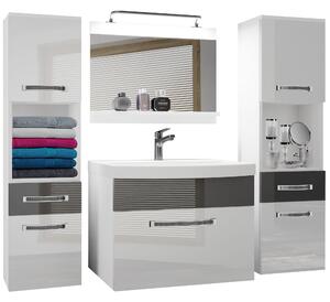Kúpeľňový nábytok Belini Premium Full Version biely lesk / šedý lesk + umývadlo + zrkadlo + LED osvetlenie Glamour 104 Výrobca