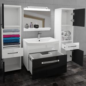 Kúpeľňový nábytok Belini Premium Full Version čierny lesk / biely lesk + umývadlo + zrkadlo + LED osvetlenie Glamour 105