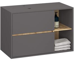 Ak furniture Závesná skrinka pod umývadlo VAMI s otvormi 90 cm sivý grafit/dub artisan