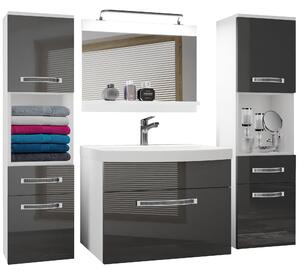 Kúpeľňový nábytok Belini Premium Full Version šedý lesk + umývadlo + zrkadlo + LED osvetlenie Glamour 102 Výrobca