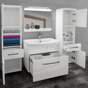 Kúpeľňový nábytok Belini Premium Full Version biely lesk + umývadlo + zrkadlo + LED osvetlenie Glamour 100