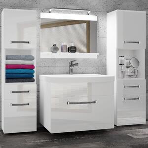 Kúpeľňový nábytok Belini Premium Full Version biely lesk + umývadlo + zrkadlo + LED osvetlenie Glamour 100