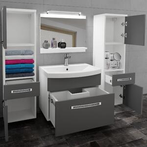 Kúpeľňový nábytok Belini Premium Full Version šedý mat + umývadlo + zrkadlo + LED osvetlenie Glamour 98