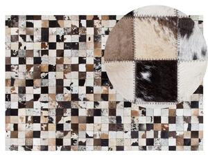 Koberec viacfarebný kožený 140 x 200 cm moderný patchworkový z hovädzej kože ručne vyrobený