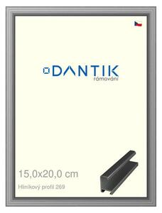 DANTIK rám na obraz 15x20 | ALU Šedá leská (Sklo Čiré)