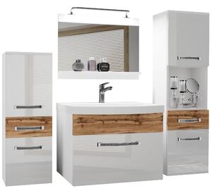 Kúpeľňový nábytok Belini Premium Full Version biely lesk / dub wotan+ umývadlo + zrkadlo + LED osvetlenie Glamour 93 Výrobca