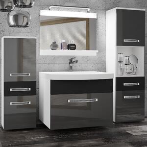 Kúpeľňový nábytok Belini Premium Full Version šedý lesk / čierny mat + umývadlo + zrkadlo + LED osvetlenie Glamour 89