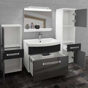 Kúpeľňový nábytok Belini Premium Full Version šedý lesk / čierny mat + umývadlo + zrkadlo + LED osvetlenie Glamour 89