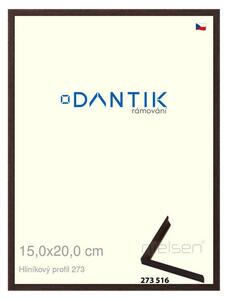 DANTIK rám na obraz 15x20 | ALU Dýha wenge tmavá (Sklo Čiré)