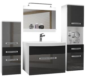 Kúpeľňový nábytok Belini Premium Full Version šedý lesk / čierny mat + umývadlo + zrkadlo + LED osvetlenie Glamour 89 Výrobca