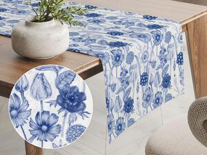 Biante Dekoračný behúň na stôl PML-090 Modré jarné kvety na bielom 20x180 cm