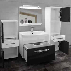 Kúpeľňový nábytok Belini Premium Full Version čierny lesk / biely lesk + umývadlo + zrkadlo + LED osvetlenie Glamour 86