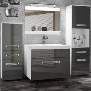 Kúpeľňový nábytok Belini Premium Full Version šedý lesk + umývadlo + zrkadlo + LED osvetlenie Glamour 83