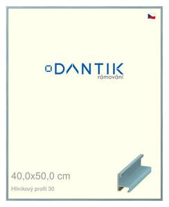 DANTIK rám na obraz 40x50 | ALU Dýha barevná modrá pastel (Sklo Čiré)