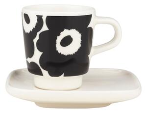 Marimekko Šálka s podšálkou Oiva Unikko 0,05l, čierny