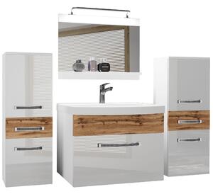 Kúpeľňový nábytok Belini Premium Full Version biely lesk / dub wotan + umývadlo + zrkadlo + LED osvetlenie Glamour 74 Výrobca