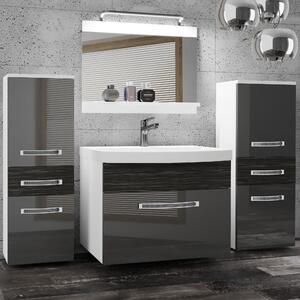 Kúpeľňový nábytok Belini Premium Full Version šedý lesk / eben kráľovský + umývadlo + zrkadlo + LED osvetlenie Glamour 71