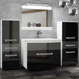 Kúpeľňový nábytok Belini Premium Full Version čierny lesk / šedý lesk + umývadlo + zrkadlo + LED osvetlenie Glamour 68