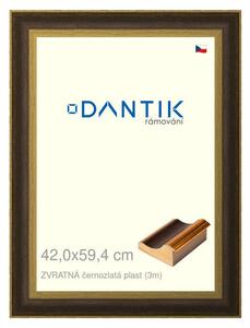 DANTIK rám na obraz 42x59,4 | ZVRATNÁ černozlatá plast (Plexi Čiré)