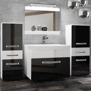 Kúpeľňový nábytok Belini Premium Full Version čierny lesk / biely lesk + umývadlo + zrkadlo + LED osvetlenie Glamour 67