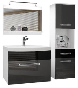 Kúpeľňový nábytok Belini Premium Full Version šedý lesk / biely lesk + umývadlo + zrkadlo + LED osvetlenie Glamour 50