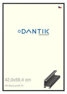 DANTIK rám na obraz 42x59,4 | ALU Černá matná (Plexi Čiré)