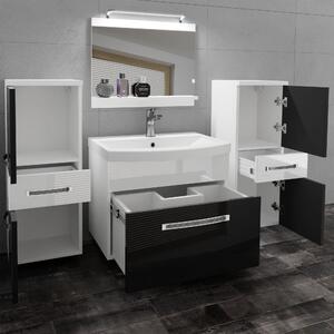 Kúpeľňový nábytok Belini Premium Full Version čierny lesk / biely lesk + umývadlo + zrkadlo + LED osvetlenie Glamour 67
