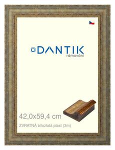 DANTIK rám na obraz 42x59,4 | ZVRATNÁ bílozlatá plast (Plexi Čiré)