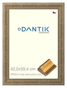 DANTIK rám na obraz 42x59,4 | KŘÍDLO malé zlaté patina (Plexi Čiré)