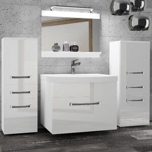Kúpeľňový nábytok Belini Premium Full Version biely lesk + umývadlo + zrkadlo + LED osvetlenie Glamour 62