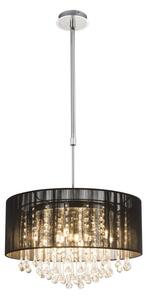 Globo 15095H závesné stropné svietidlo Bagana 12x3W | G9 LED | 840lm | 3000K - nastaviteľná výška, žiarovky súčasťou balenia, chróm, čierna, krištáľ