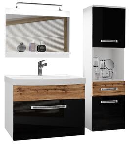 Kúpeľňový nábytok Belini Premium Full Version čierny lesk / dub wotan + umývadlo + zrkadlo + LED osvetlenie Glamour 57 Výrobca