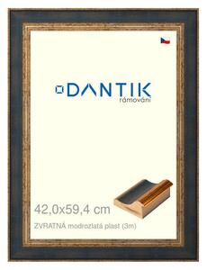 DANTIK rám na obraz 42x59,4 | ZVRATNÁ modrozlatá plast (Plexi Čiré)