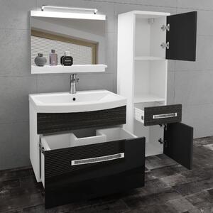 Kúpeľňový nábytok Belini Premium Full Version čierny lesk / eben kráľovský + umývadlo + zrkadlo + LED osvetlenie Glamour 56