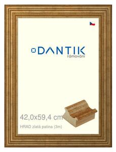 DANTIK rám na obraz 42x59,4 | HRAD zlatá patina (Plexi Čiré)