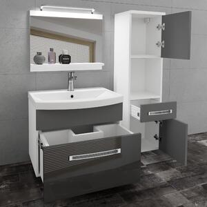 Kúpeľňový nábytok Belini Premium Full Version šedý lesk / šedý mat + umývadlo + zrkadlo + LED osvetlenie Glamour 53