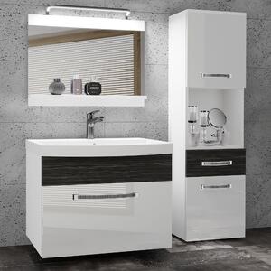 Kúpeľňový nábytok Belini Premium Full Version biely lesk / eben kráľovský + umývadlo + zrkadlo + LED osvetlenie Glamour 54