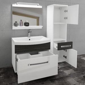 Kúpeľňový nábytok Belini Premium Full Version biely lesk / eben kráľovský + umývadlo + zrkadlo + LED osvetlenie Glamour 54