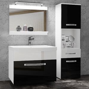 Kúpeľňový nábytok Belini Premium Full Version čierny lesk / biely lesk+ umývadlo + zrkadlo + LED osvetlenie Glamour 48