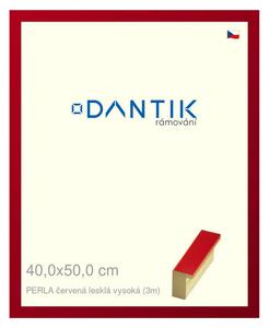 DANTIK rám na obraz 40x50 | PERLA červená lesklá vysoká (Plexi Čiré)