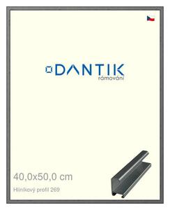DANTIK rám na obraz 40x50 | ALU Ššedá broušená (Plexi Čiré)