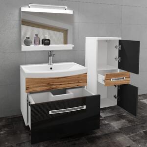 Kúpeľňový nábytok Belini Premium Full Version čierny lesk / dub wotan + umývadlo + zrkadlo + LED osvetlenie Glamour 38