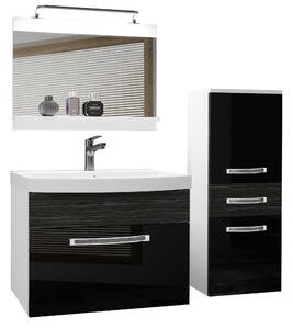 Kúpeľňový nábytok Belini Premium Full Version čierny lesk / eben kráľovský + umývadlo + zrkadlo + LED osvetlenie Glamour 37