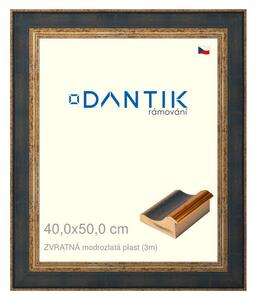 DANTIK rám na obraz 40x50 | ZVRATNÁ modrozlatá plast (Plexi Čiré)
